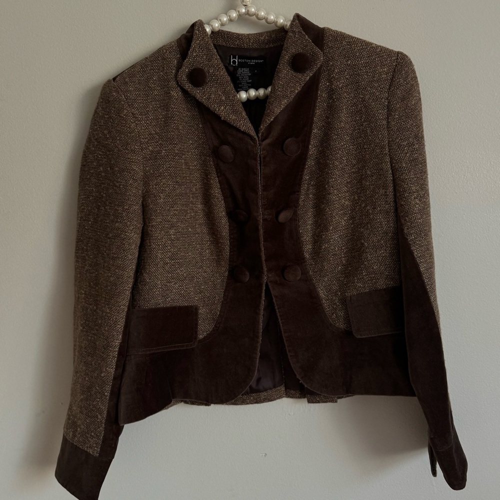 boston design studio brown tweed jacket